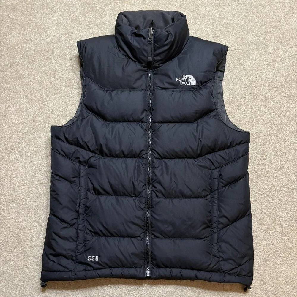 The North Face 550 Vest Mens Small Black Down Puffer Full Zip Outdoor Hiking
